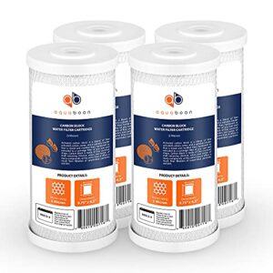 Aquaboon 5 Micron 10×4.5 Carbon Block Water Filters Whole House CTO Water Filter Replacement Cartridge Compatible with FXHTC, CB-BB-10, EP-BB, 4-Pack