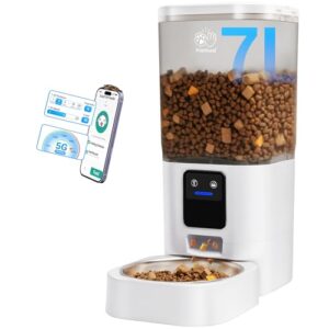 Automatic Cat Feeder with Slow Feed: 7L Automatic Dog Feeder with Large Pet Food Storage, 5G WiFi Auto Cat Food Dispenser with Alexa for Multiple Pets, Detachable for Easy Cleaning – 29 Cup