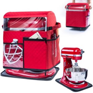 BAGSPRITE Stand Mixer Cover with Detachable Appliance Sliders Base Compatible with KitchenAid Mixer-Storage Bag for 6/7/8 Quart with Pockets for Kitchen Aid Accessories and Attachments