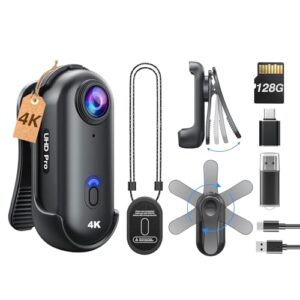 BOBLOV W4 4K Mini Body Camera, Wearable Camera with 360°Rotatable Clip & Magnetic Clip, 96 Minutes for Recording, Easy to Use for Lecture, Traveling, Pet Walking and Outdoors Activities