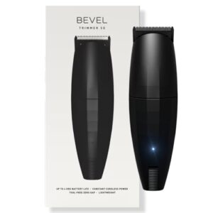 Bevel Beard Travel Trimmer SE for Men – Lightweight Cordless Mustache Trimmer, 4 Hour Rechargeable Battery Life, Tool Free Adjustable Zero Gapped Blade, Barber Supplies, Black (Packaging May Vary)