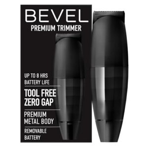 Bevel Beard Trimmer for Men – Black Edition Cordless Trimmer, 8 Hour Rechargeable Battery Life, Tool Free Adjustable Zero Gapped Blade, Barber Supplies, Mustache Trimmer