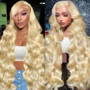 Blonde Wig Human Hair 613 13×6 Lace Front Wig Human Hair 200 Density Blonde Body Wave HD Lace Front Wigs Human Hair Pre Plucked 613 Lace Frontal Wigs 24 Inch