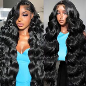 Body Wave 13×6 Lace Front Wigs Human Hair Pre Plucked With Baby Hair HD Lace Frontal Wig 13×6 Lace Front Wigs Human Hair 200 Density Natural Color Glueless Wigs 34 Inch