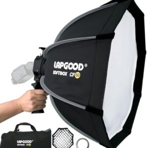 Bowens Mount Softbox 24”/60CM Handheld Quick Set-up, S-Type Bracket Compatible with Godox Canon Sony Fuji YongNuo Flash AD200PRO V1 TT600 V860III 430EXIII SB500 YN320EX YN560