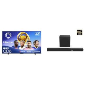 Bundle of Hisense 43QD6QF QLED 4K UHD Smart Fire TV and Hisense AX3100Q 3.1Ch Sound Bar with Wireless Subwoofer