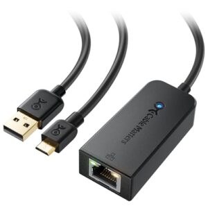 Cable Matters Micro USB to Ethernet Adapter Up to 480Mbps, Fire Stick Ethernet Adapter, Compatible with Fire TV Stick, Chromecast (Gen 1-3, up to Aug 2020), Google Home Mini – Not Compatible with Roku