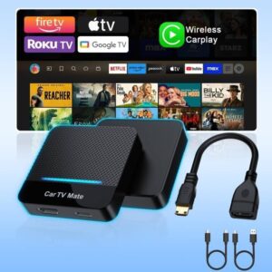 Car TV Mate-HDMl Multimedia Adapter for Fire T V Stick/Google TV Sticks/Game Consoles/Screen Throwers, 2 in 1 Carplay T V Adapter with HDMI and USBC Port for iPhone,Convert Wired to Wireless Car Play