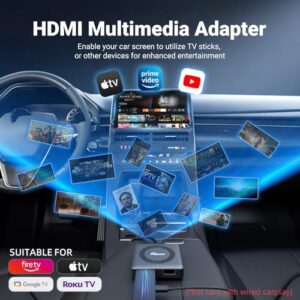 OTTOCAST Car TV Mate – Fire TV Stick Adapter for Vehicles – Plug & Play, Fast and Stable Streaming, Zero Latency – HDMI to USB Converter for Cars with Factory Wired CarPlay