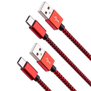 Charger Cable Replacement for Amazon Fire 10 Tablet, Nintendo Switch Lite, Samsung Galaxy S10 S20 S8 Type-C Smartphone – 2-Pack, 6ft, USB C Cord, Nylon Braided, Red
