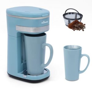 Coffee Machine, Single Serve Coffee Maker,One Cup Coffee Maker with Reusable Filter & One-touch Control Button, Portable Brewer for Camping, Travel & Home, Easy To Clean& Store, 15oz/450ml