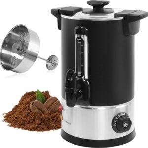 Coffee Percolator Electric Commercial Coffee Urn 65 Cup 10L, Fast Brew Stainless Steel Coffee Maker with Filter Hot Water Urn Percolate Coffee Maker Black (16L)