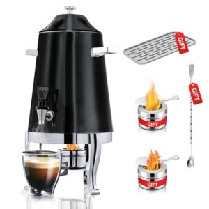 Coffee Urn With Fuel Holder, 3.5 Gallon/13L Stainless Steel Beverage Dispensers for Coffee Tea Hot Water, Hot Drink Dispenser with Stand, Chafer Urn with Spigot for Parties Catering (Painted Black)