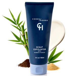 Comme Homme Scalp Exfoliator for Bald Men – Detoxifying Pre-Shave Scrub with Bamboo, Glycolic Acid, Aloe & Caffeine – Removes Dead Skin & Unclogs Pores – Anti-Aging – 5 fl oz / 150 ml