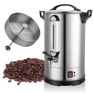 Commercial Coffee Maker 100 Cup Coffee Urn Hot Beverage Dispenser 4 Gallon 16L Large Coffee Urn Dual Layers 304 Stainless Steel 1300W Fast Brew Percolator For Business, Catering, Church