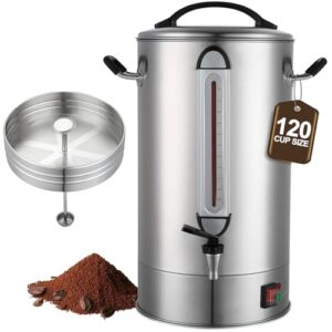 Commercial Coffee Urn 120 Cup Large Coffee Urn 20L Coffee Maker Stainless Steel Double Wall Coffee Percolator 1300W Quick Brew Hot Beverage Dispenser for Events, Offices, Parties, Catering, Gathering