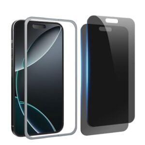 Compatible for iPhone 16 Pro Privacy Screen Protector 6.3 inch, Anti Spy Anti Blue Light HD Tempered Glass Screen Protector Easy Installation, Case Friendly, 2 Pack Black