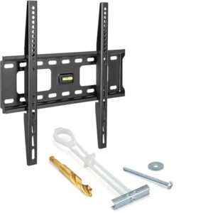 CondoMounts TVF8044 Studless Fixed TV Wall Mount | Universal NO-Drill | NO-Stud Mounting for All Wall Types | Holds 132lbs | Fits 32″-60″ TVs | Includes Elephant Anchor Set with T Shape Drill Bit
