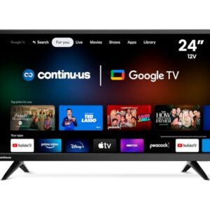 Continu.US 24″ 12V RV Smart TV – Android TV with Google Assistant, Chromecast, and Free Streaming Apps – 720p HD – CT-24TS10