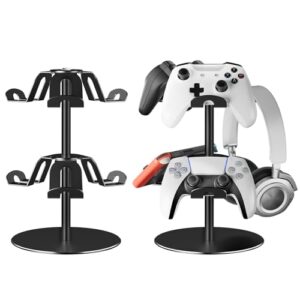 Controller Holder 2 Aluminum Alloy Tier,Headphone Stand – Gaming Controller Stand for Xbox PS5 PS4 Switch,Gaming Controller Headset Holder for Universal Gaming Accessories(Black)