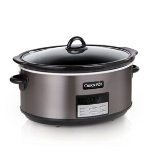 Crock-Pot Large 8-Quart Programmable Slow Cooker with Auto Warm Setting Black Stainless Steel Includes Cookbook (Pack of 1)