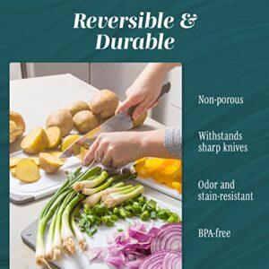 Cutting Boards for Kitchen – BPA-Free Chopping Board – Different Sizes & Non Slip Handles – Reversible, Large Cutting Board Set – Unique Gifts for Cooks Who Have Everything – 3-Pack Aqua