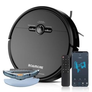 D2 Robot Vacuum Cleaner, Strong Suction, 120 Mins Runtime, Slim, Low Noise, Automatic Self-Charging, Wi-Fi/App/Alexa Control, Ideal for Pet Hair Hard Floor and Daily Cleaning