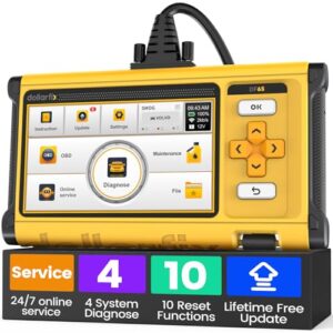DF65 OBD2 Scanner,Engine/Transmission OBD2 Car Scanner Diagnostic Tool,ABS Code Reader,SRS Scan Tool,10 Reset (Oil EPB SAS TPMS ETS NJEC Bleeding AIRBAG Gearbox D.P.F), Active Test & FCA&Free Update