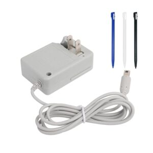 DSi Charger Kit, DSi Stylus Pen and Power Adapter Compatible with Nintendo DSi XL 100-240V Wall Plug Adapter, with 3 Stylus