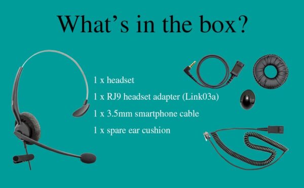 DailyHeadset RJ9 NC Mono Phone Headset for Analog Aastra Nortel Digium Polycom ShoreTel NEC Allworx Toshiba Phones Includes RJ9 and 3.5mm Adapter - Image 3
