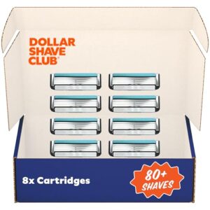 Dollar Shave Club | 4 Blade Razor Refills (8 Pack) | Swift Rinse Blades for Longer and Thicker Hair