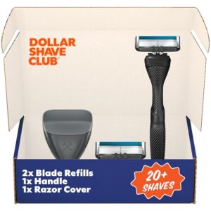 Dollar Shave Club | The Guest Pass Shave Set | 2 Extra Close Refill Cartridges, 1 Handle (Black), 1 Razor Cover