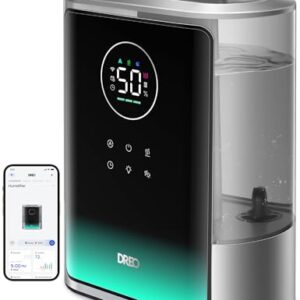Dreo 8L Smart Humidifiers for Bedroom 600ft², 80H Runtime Warm&Cool Supersized Mist Humidifier for Large Room Indoor, Quiet Whole House humidifier for Baby, Plants, with Alexa/Google, Silver, HM717S