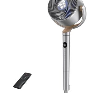 Dreo Fan For Bedroom, 120°+120°Omni-directional Oscillating Standing Fan, 85 ft Circulator With Remote, DC Motor Quiet Pedestal Fans, Adjustable Height, 8 Speeds, 3 Modes, 8H Timer, Home, PolyFan 502