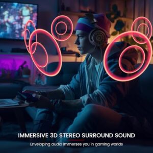 EKSA StarEngine S PC Gaming Headset-Stereo Surround Sound for PS4 PS5 Xbox One Xbox Series X/S, Over Ear Headphones with Noise Cancelling Mic, 50mm Drivers, 3.5mm Wired Headphones for Computer