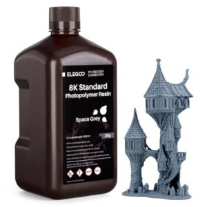 ELEGOO 8K Standard Photopolymer 3D Printer Resin, 405nm UV-Curing Resina for 12K 14K Saturn LCD MSLA DLP Impresora Space Grey 2000g