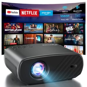 ELEPHAS Projector with WiFi & Bluetooth – 800 ANSI Lumens HD Home Theater, Officially Licensed Netflix/Prime Video/YouTube, Auto Keystone, HDMI/USB, iOS & Android Compatible