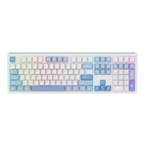 EPOMAKER TH108 Full Size Mechanical Keyboard, Wireless Gaming Keyboard with 8000mAh Battery, Creamy Gasket, 108 Keys, Hot Swap, Custom Driver, RGB Backlight (Blue&White, Sea Salt Silent)