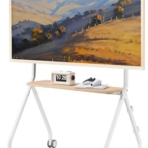 Easel Rolling TV Stand for 49-80 Inch TV Screen up to 110 LBS, Portable TV Stand with Wheels, Rolling TV Cart for Business, Office, School, Home, White
