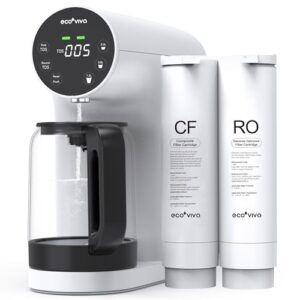 Ecoviva Countertop Reverse Osmosis Water Filtration System, Portable RO Water Filter Purifier with 5 Stage Filtration, 3:1 Pure to Drain, TDS Monitor, Faster Delivery Flow, Plug and Use – White