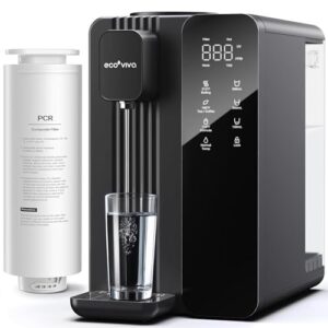Ecoviva MATE4 Countertop Reverse Osmosis Water Filter System, BPA Free, 7-Stage Filter with UV, 3:1 Pure to Drain, 4 Temp Settings, No Installation for Home, Meet NSF/ANSI 58 Standard by SGS