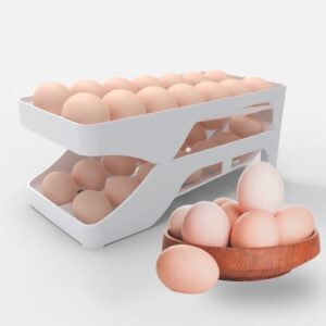 Egg Dispenser Automatic,refrigerator Egg Trays, Space Saving Refrigerator Egg Roller, Holds 28 Eggs Simultaneously，for Refrigerator, Kitchen,Cabinets,and Dining Table (White)
