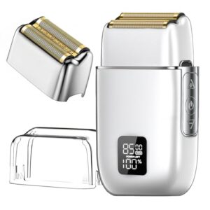 Electric Foil Shavers for Men, 3 Speed Electric Razor for Men, High Speed Dual Floating Blades, IPX7 Waterproof Wet & Dry, LED Display, USB Type C Charging, Foil Razor for Face/Beard/Head (Silver)
