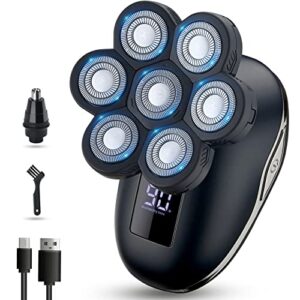 Electric Head Shaver for Bald Men – LED, Travel Lock, Nose Hair & Sideburns Trimmer
