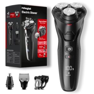 Electric Razor for Men Cordless: 3-in-1 Electric Shaver for Face/Beard/Nose/Sideburns – IPX7 Waterproof Travel Kit – Precision Blades & Turbo Speed