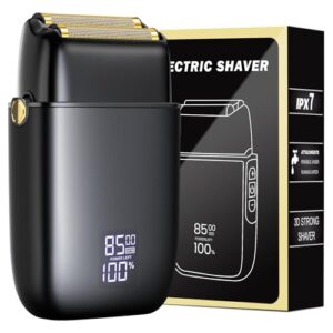 Electric Razor for Men Face, Electric Shavers for Men, Foil Shaver with 3 Adjustable Speeds, Rechargeable Waterproof Close Shave Trimmer with LED Display for Face/Beard/Head (Black)