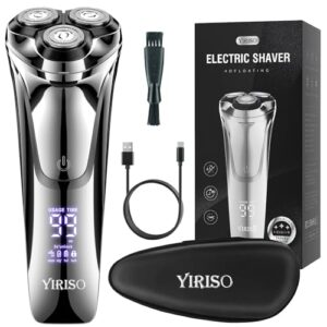 Electric Razor for Men, Men’s Electric Shavers, Wet & Dry Shaver with Pop-up Trimmer, USB-C Rechargeable Waterproof Portable Shaver with LCD Display/Travel Organizer/Travel Lock Ideal Men Gift