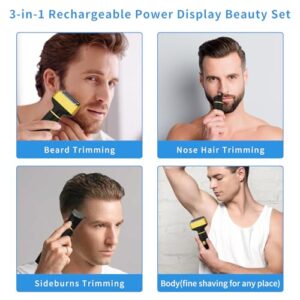 Electric Razor for Men & Women, 3-in-1 Cordless Rechargeable Foil Shaver with LED Display, Waterproof Wet & Dry Painless Body Razor for Face, Nose, and Ear Hair – Travel Friendly (Black)