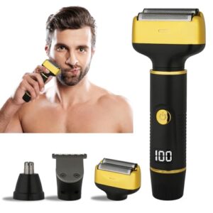 Electric Razor for Men Women,3 in 1 Travel Cordless Rechargeable Painless Foil Shaver with Led Display,Waterproof Wet & Dry Body Razors for Face Nose Ear Hair (Black)