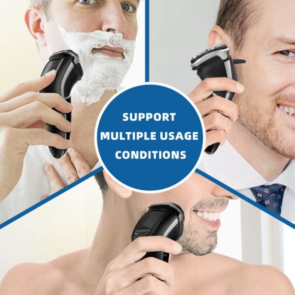 Electric Shaver Razor for Men, MAX-T Quick Rechargeable Wet Dry Rotary Shaver with Pop Up Trimmer and LED Display, IPX7 100% Waterproof (8101 with USB Cable) - Image 7